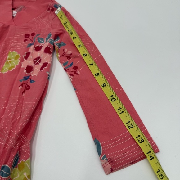 Tea Collection Girls Riko Trapeze Dress 5 Floral Pink Lime Green Blue Cotton EUC - Picture 9 of 10